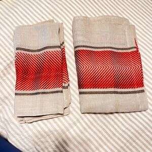 Bodrum orange beige Table Linen set - 4 napkins and runner